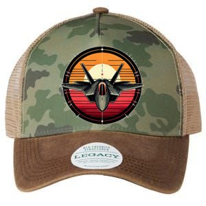 F22 Raptor Fighter Jet Silhouette Sunset Military Aviation Legacy Tie Dye Trucker Hat