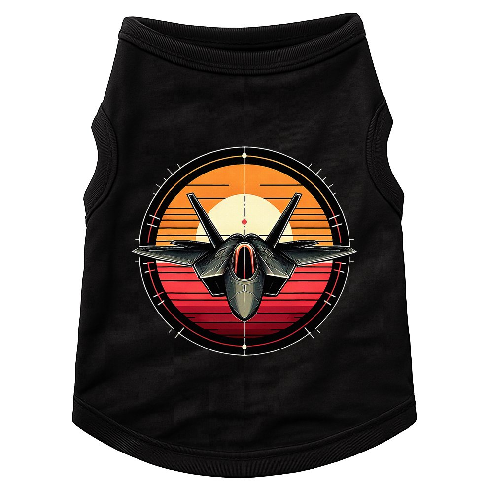 F22 Raptor Fighter Jet Silhouette Sunset Military Aviation Doggie Tank