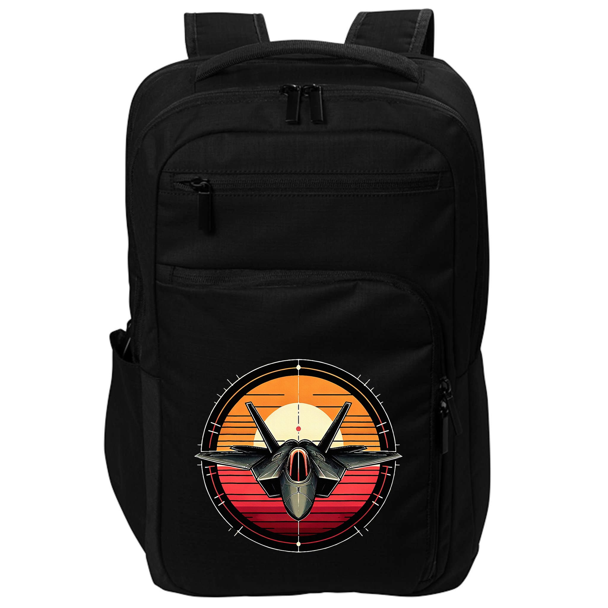F22 Raptor Fighter Jet Silhouette Sunset Military Aviation Impact Tech Backpack