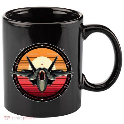 F22 Raptor Fighter Jet Silhouette Sunset Military Aviation 11oz C Handle Ceramic Mug