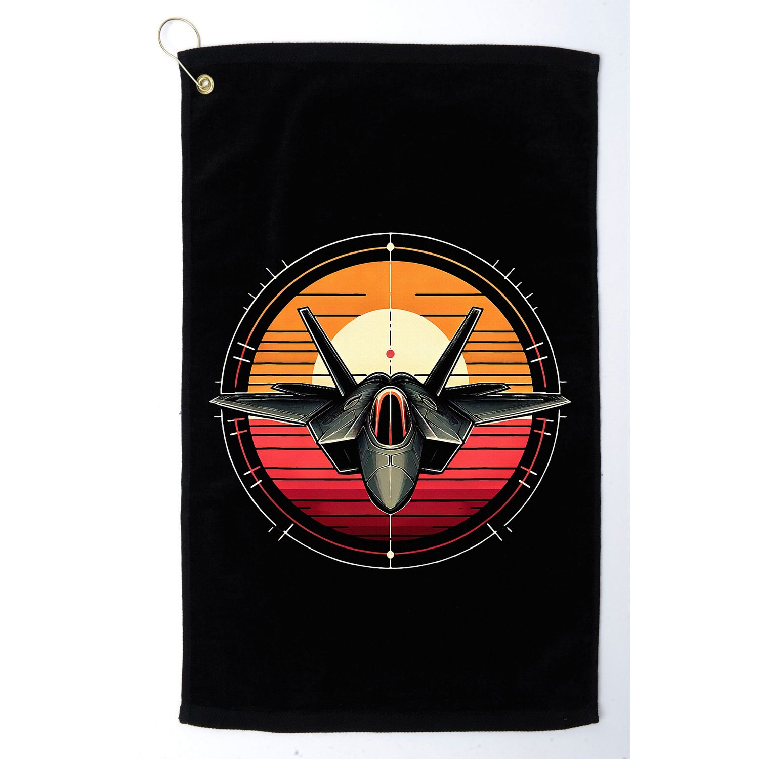F22 Raptor Fighter Jet Silhouette Sunset Military Aviation Golf Towel