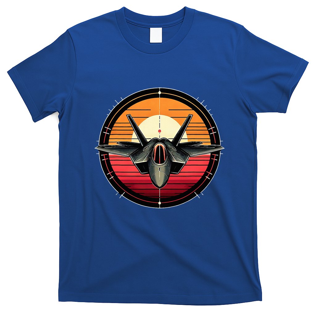 F22 Raptor Fighter Jet Silhouette Sunset Military Aviation T-Shirt