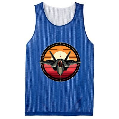 F22 Raptor Fighter Jet Silhouette Sunset Military Aviation Mesh Reversible Basketball Jersey Tank