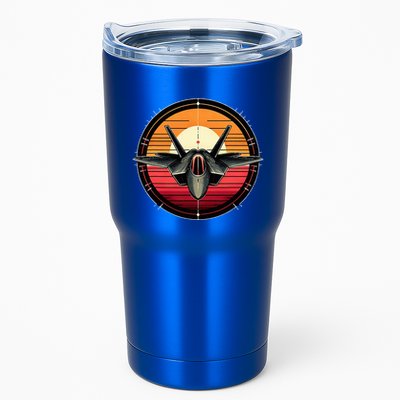 F22 Raptor Fighter Jet Silhouette Sunset Military Aviation Tumbler