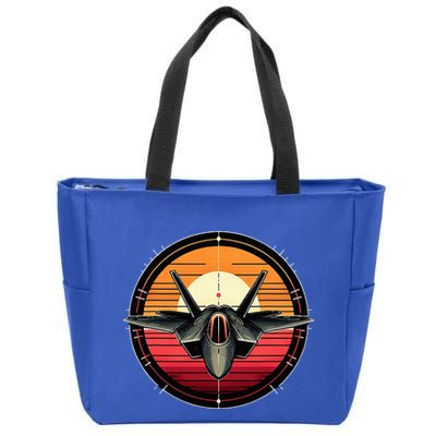 F22 Raptor Fighter Jet Silhouette Sunset Military Aviation Zip Tote Bag
