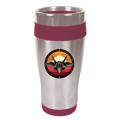 F22 Raptor Fighter Jet Silhouette Sunset Military Aviation 16oz Travel Tumbler