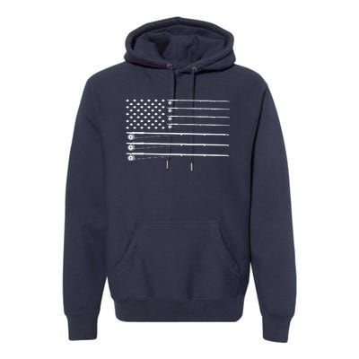 Fly Rod Fishing American Flag Premium Hoodie