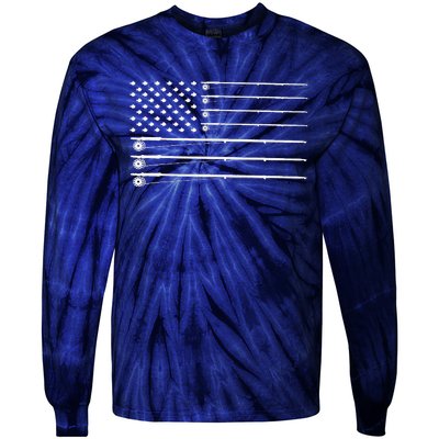 Fly Rod Fishing American Flag Tie-Dye Long Sleeve Shirt