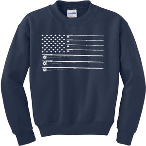 Fly Rod Fishing American Flag Kids Sweatshirt