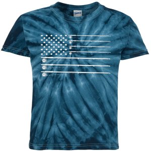 Fly Rod Fishing American Flag Kids Tie-Dye T-Shirt