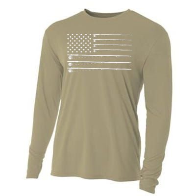 Fly Rod Fishing American Flag Cooling Performance Long Sleeve Crew