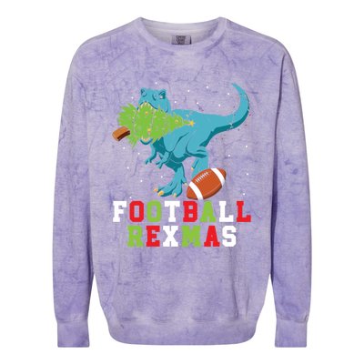 Football Rexmas Football Player Merry Xmas Christmas Day Funny Gift Colorblast Crewneck Sweatshirt