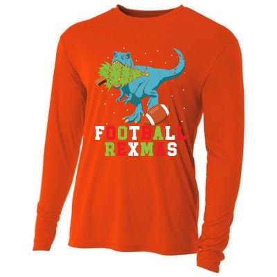 Football Rexmas Football Player Merry Xmas Christmas Day Funny Gift Cooling Performance Long Sleeve Crew