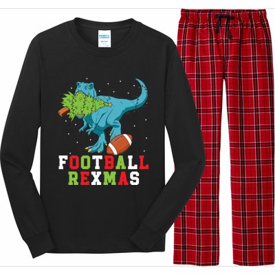 Football Rexmas Football Player Merry Xmas Christmas Day Funny Gift Long Sleeve Pajama Set