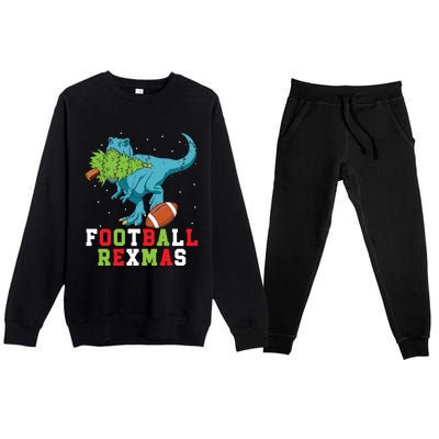 Football Rexmas Football Player Merry Xmas Christmas Day Funny Gift Premium Crewneck Sweatsuit Set