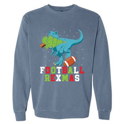 Football Rexmas Football Player Merry Xmas Christmas Day Funny Gift Garment-Dyed Sweatshirt