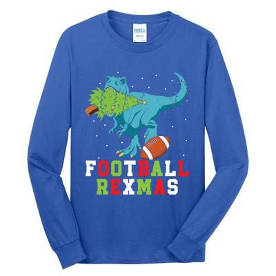 Football Rexmas Football Player Merry Xmas Christmas Day Funny Gift Tall Long Sleeve T-Shirt