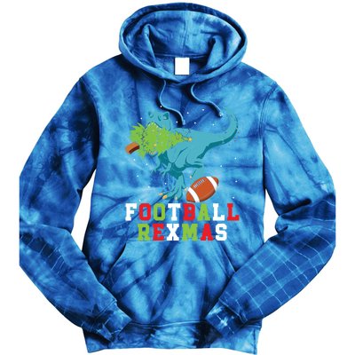 Football Rexmas Football Player Merry Xmas Christmas Day Funny Gift Tie Dye Hoodie