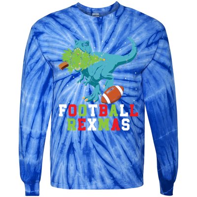 Football Rexmas Football Player Merry Xmas Christmas Day Funny Gift Tie-Dye Long Sleeve Shirt