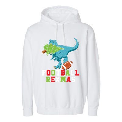 Football Rexmas Football Player Merry Xmas Christmas Day Funny Gift Garment-Dyed Fleece Hoodie