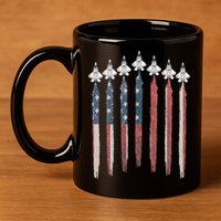 F22 Raptor Fighter Jet USA Flag Airplane F22 4th Of July 11oz C Handle Ceramic Mug