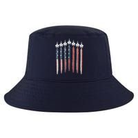 F22 Raptor Fighter Jet USA Flag Airplane F22 4th Of July Cool Comfort Performance Bucket Hat