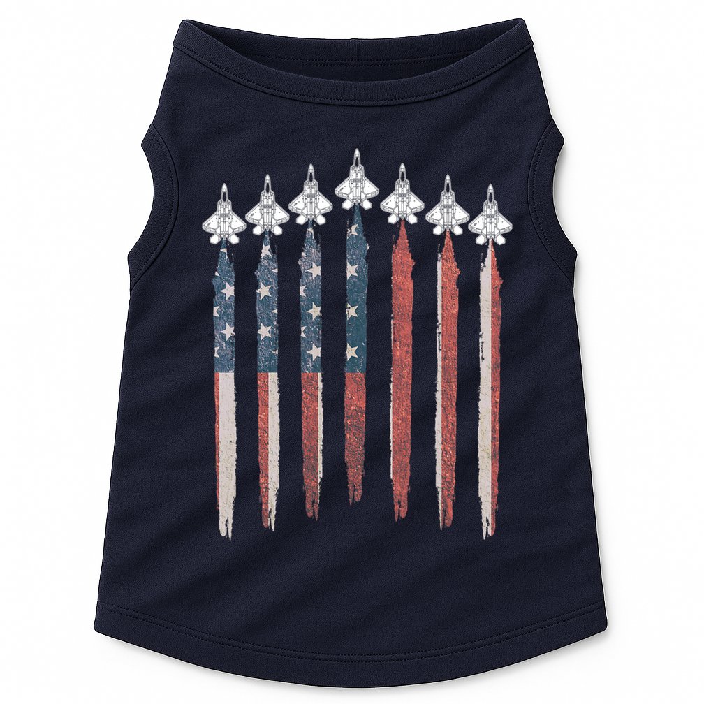 F22 Raptor Fighter Jet USA Flag Airplane F22 4th Of July Doggie Tank