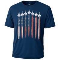 F22 Raptor Fighter Jet USA Flag Airplane F22 4th Of July Cooling Performance Crew T-Shirt
