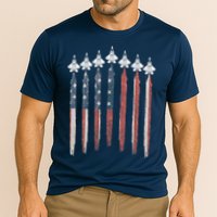 F22 Raptor Fighter Jet USA Flag Airplane F22 4th Of July Cooling Performance Crew T-Shirt