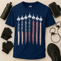 F22 Raptor Fighter Jet USA Flag Airplane F22 4th Of July Cooling Performance Crew T-Shirt