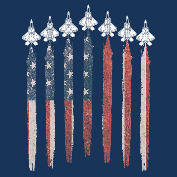 F22 Raptor Fighter Jet USA Flag Airplane F22 4th Of July Cooling Performance Crew T-Shirt