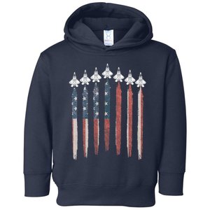 F22 Raptor Fighter Jet USA Flag Airplane F22 4th Of July Toddler Hoodie