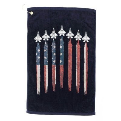 F22 Raptor Fighter Jet USA Flag Airplane F22 4th Of July Golf Towel