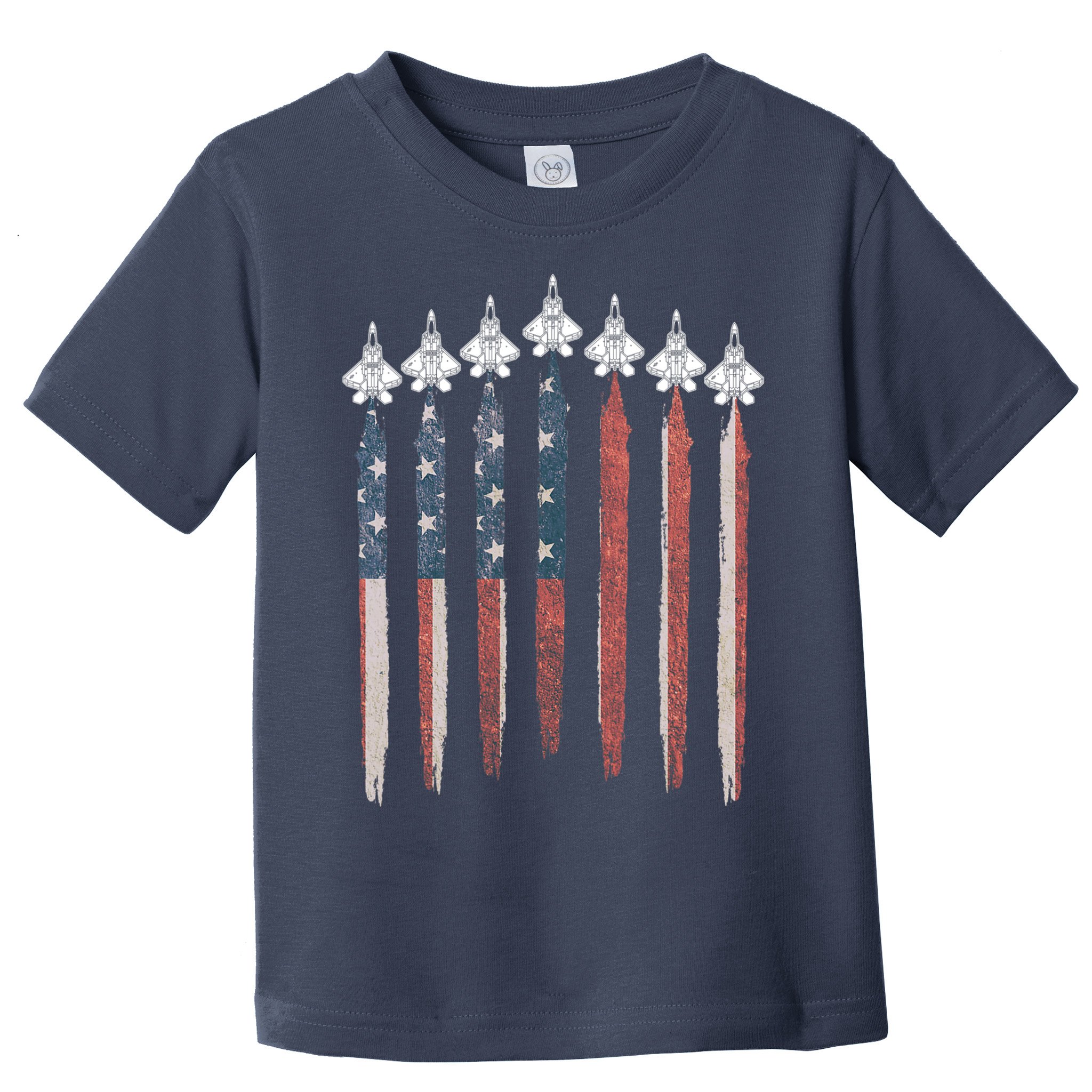 F22 Raptor Fighter Jet USA Flag Airplane F22 4th Of July Toddler T-Shirt