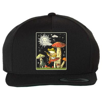 Funny Retro Frog Playing Banjo On Mushroom Wool Snapback Cap