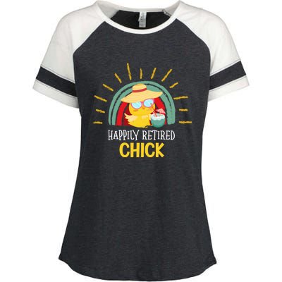 Funny Retirement For Retiree And Happily Retired Chick Gift Enza Ladies Jersey Colorblock Tee