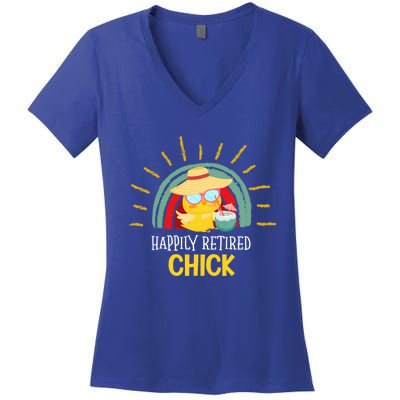 Funny Retirement For Retiree And Happily Retired Chick Gift Women's V-Neck T-Shirt