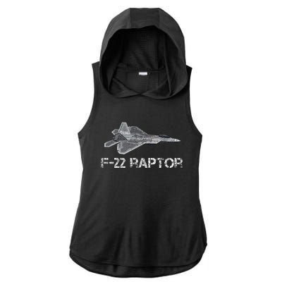 F22 Raptor Fighter Jet Military Pilot Ladies PosiCharge Tri-Blend Wicking Draft Hoodie Tank