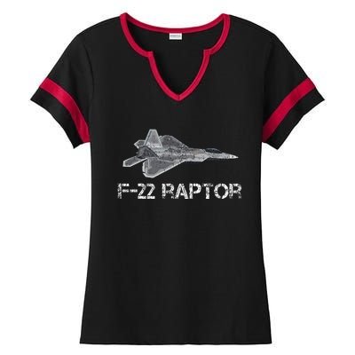 F22 Raptor Fighter Jet Military Pilot Ladies Halftime Notch Neck Tee