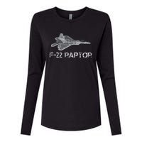 F22 Raptor Fighter Jet Military Pilot Womens Cotton Relaxed Long Sleeve T-Shirt