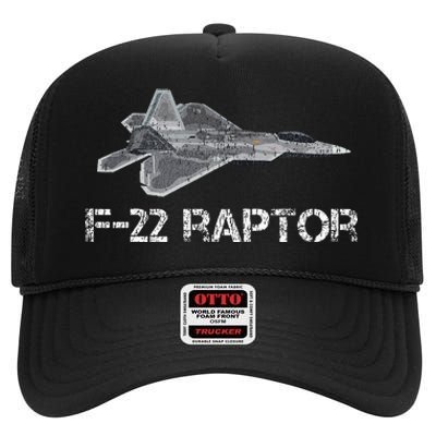 F22 Raptor Fighter Jet Military Pilot High Crown Mesh Back Trucker Hat