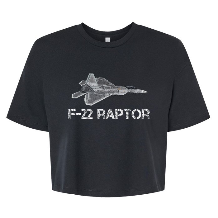 F22 Raptor Fighter Jet Military Pilot Bella+Canvas Jersey Crop Tee