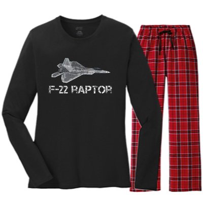 F22 Raptor Fighter Jet Military Pilot Women's Long Sleeve Flannel Pajama Set 