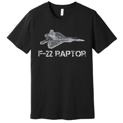 F22 Raptor Fighter Jet Military Pilot Premium T-Shirt