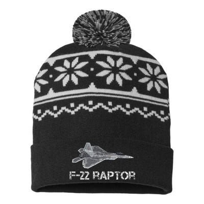 F22 Raptor Fighter Jet Military Pilot USA-Made Snowflake Beanie