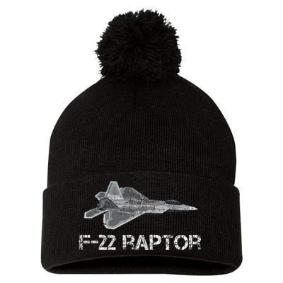 F22 Raptor Fighter Jet Military Pilot Pom Pom 12in Knit Beanie