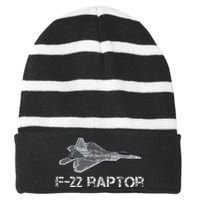 F22 Raptor Fighter Jet Military Pilot Striped Beanie with Solid Band