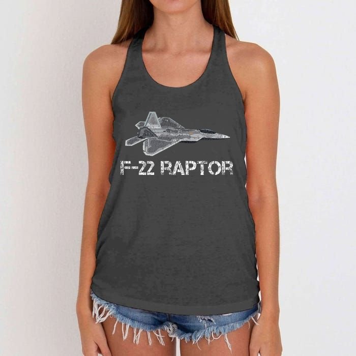 F22 Raptor Fighter Jet Military Pilot Women's Knotted Racerback Tank