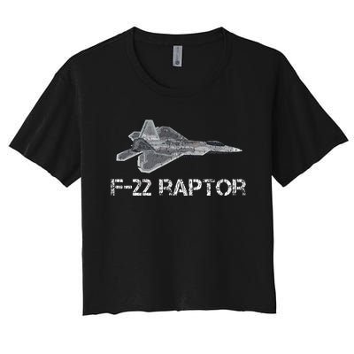 F22 Raptor Fighter Jet Military Pilot Women's Crop Top Tee