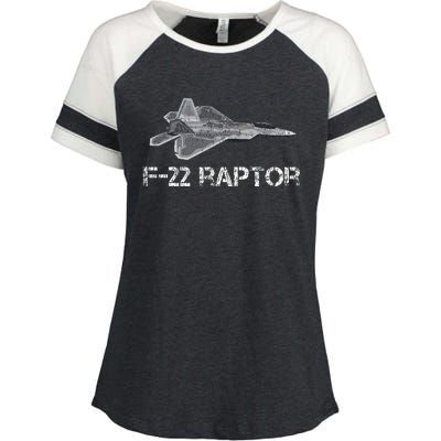 F22 Raptor Fighter Jet Military Pilot Enza Ladies Jersey Colorblock Tee